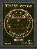 Staffa 1974 Seals of the 13 Original American States #02 (Delaware) A36 perf label embossed in 23 carat gold foil (Rosen SF 268 cat A330) unmounted mint, stamps on , stamps on  stamps on americana, stamps on  stamps on seals, stamps on  stamps on heraldry, stamps on  stamps on arms