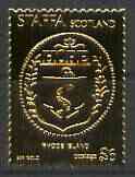 Staffa 1974 Seals of the 13 Original American States #13 (Rhode Island) A36 perf label embossed in 23 carat gold foil (Rosen SF 279 cat A330) unmounted mint, stamps on , stamps on  stamps on americana, stamps on  stamps on seals, stamps on  stamps on arms, stamps on  stamps on heraldry, stamps on  stamps on anchors