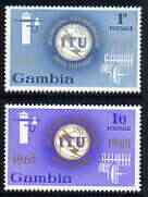 Gambia 1965 ITU Centenary perf set of 2 unmounted mint, SG 228-29, stamps on , stamps on  itu , stamps on communications