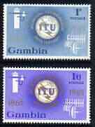 Gambia 1965 ITU Centenary perf set of 2 unmounted mint, SG 228-29, stamps on , stamps on  stamps on , stamps on  stamps on  itu , stamps on  stamps on communications