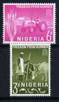 Nigeria 1963 Freedom From Hunger perf set of 2 unmounted mint, SG 129-30, stamps on ffh, stamps on tractors, stamps on food, stamps on ovine, stamps on  ffh , stamps on 