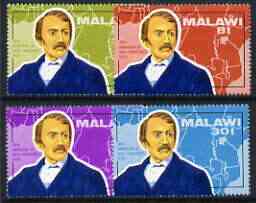 Malawi 1973 Death Centenary of David Livingstone (1st issue) perf set of 4 unmounted mint, SG 435-38, stamps on , stamps on  stamps on personalities, stamps on  stamps on explorers, stamps on  stamps on livingstone, stamps on  stamps on maps, stamps on  stamps on scots, stamps on  stamps on scotland