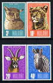 Malawi 1975 Animals perf set of 4 unmounted mint, SG 496-99, stamps on , stamps on  stamps on animals, stamps on  stamps on bushbaby, stamps on  stamps on leopard, stamps on  stamps on cats, stamps on  stamps on zebra