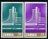 Zambia 1966 Opening of University perf set of 2 unmounted mint, SG 118-19, stamps on , stamps on  stamps on universities, stamps on  stamps on education