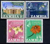 Zambia 1965 1st Anniversary of Independence perf set of 4 unmounted mint, SG 112-15, stamps on , stamps on  stamps on fireworks, stamps on  stamps on flowers, stamps on  stamps on 