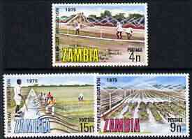 Zambia 1975 Irrigation & Drainage perf set of 3 unmounted mint, SG 244-46, stamps on , stamps on  stamps on irrigation, stamps on  stamps on 