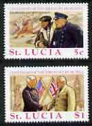 St Lucia 1974 Centenary of Birth of Sir Winston Churchill perf set of 2 unmounted mint, SG 389-90, stamps on personalities, stamps on churchill, stamps on  ww2 , stamps on 