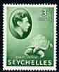 Seychelles 1938 KG6 Giant Tortoise 3c green unmounted mint, SG136, stamps on reptiles, stamps on tortoise, stamps on  kg6 , stamps on 