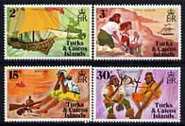 Turks & Caicos Islands 1971 Pirates perf set of 4 unmounted mint, SG 351-54, stamps on pirates, stamps on ships, stamps on treasure