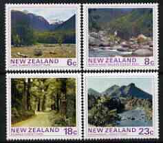 New Zealand 1975 Forest Park Scenes perf set of 4 unmounted mint, SG 1075-78, stamps on tourism, stamps on national parks, stamps on parks