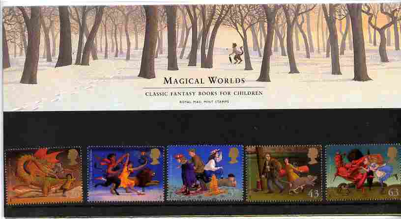 Great Britain 1998 Famous Childrens Fantasy Novels set of 5 in official presentation pack SG 2050-54, stamps on children, stamps on literature, stamps on dragon, stamps on lion, stamps on fairy tales