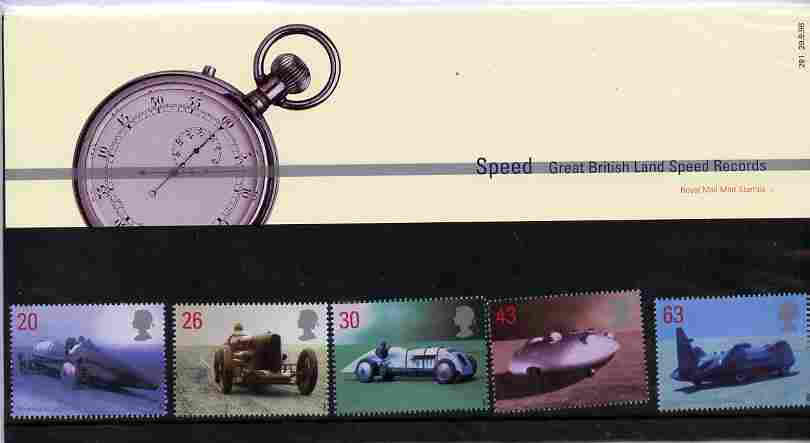 Great Britain 1998 British Land Speed Record Holders set of 5 in official presentation pack SG 2059-63, stamps on , stamps on  stamps on racing cars, stamps on 