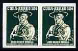 Cuba 1957 Lord Baden Powell 12c imperf horiz pair being a 'Hialeah' forgery on gummed paper (as SG 804), stamps on , stamps on  stamps on scouts, stamps on  stamps on personalities, stamps on  stamps on forgery, stamps on  stamps on forgeries