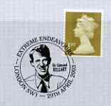 Postmark - Great Britain 2003 cover for Extreme Endeavours with special London cancel with illustration of Sir Edmund Hillary, stamps on explorers, stamps on personalities, stamps on mountains
