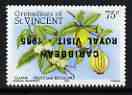 St Vincent - Grenadines 1985 Guava 75c (as SG 399) with Royal Visit opt inverted, unmounted mint*, stamps on food, stamps on royalty, stamps on royal visit, stamps on fruit