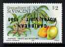 St Vincent - Grenadines 1985 Mango Fruit $2 (as SG 401) with Royal Visit opt inverted, unmounted mint*, stamps on , stamps on  stamps on food, stamps on  stamps on royalty, stamps on  stamps on trees, stamps on  stamps on royal visit, stamps on  stamps on fruit