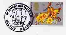 Postmark - Great Britain 1974 cover bearing illustrated cancellation for Wolverton Works Open Day, stamps on railways