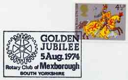 Postmark - Great Britain 1974 card bearing illustrated cancellation for Golden Jubilee of Mexborough Rotary Club, stamps on , stamps on  stamps on rotary