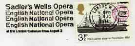 Postmark - Great Britain 1974 cover bearing illustrated slogan cancellation for Sadlers Wells Opera at the London Coliseum Theatre, stamps on music, stamps on opera, stamps on theatres