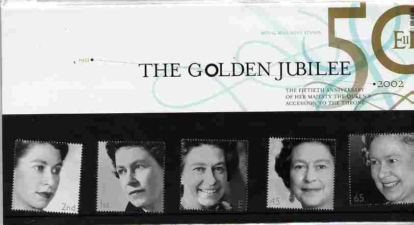 Great Britain 2002 Golden Jubilee set of 5 in official presentation pack SG 2253-57, stamps on royalty