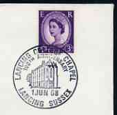 Postmark - Great Britain 1968 cover bearing illustrated cancellation for Lancing College Chapel, stamps on churches, stamps on education