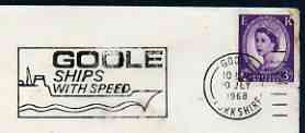 Postmark - Great Britain 1968 cover bearing illustrated slogan cancellation for Goole Ships with Speed, stamps on , stamps on  stamps on ships