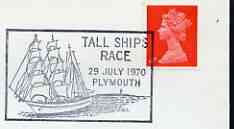 Postmark - Great Britain 1970 cover bearing illustrated cancellation for Tall Ships Race Plymouth, stamps on , stamps on  stamps on ships