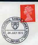 Postmark - Great Britain 1970 cover bearing illustrated cancellation for 23rd Int Banking Summer School, stamps on banks