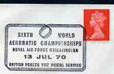 Postmark - Great Britain 1970 cover bearing illustrated cancellation for 6th World Aerobatic Championships (BFPS), stamps on aviation