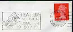 Postmark - Great Britain 1970 cover bearing illustrated slogan cancellation for Shrewsbury Musical & Floral Fete, stamps on music, stamps on flowers