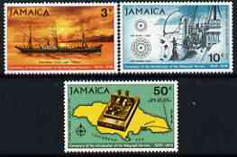 Jamaica 1970 Centenary of Telegraph perf set of 3 unmounted mint, SG 320-22, stamps on communications, stamps on telegraph, stamps on morse, stamps on ships, stamps on maps