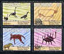 Botswana 1975 Rock Paintings perf set of 4 unmounted mint, SG 346-49, stamps on , stamps on  stamps on rocks, stamps on  stamps on arts, stamps on  stamps on rhino, stamps on  stamps on scorpion, stamps on  stamps on insects, stamps on  stamps on ostriches, stamps on  stamps on animals