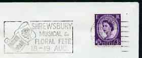 Postmark - Great Britain 1965 cover bearing illustrated slogan cancellation for Shrewsbury Musical & Floral Fete, stamps on music, stamps on flowers