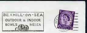 Postmark - Great Britain 1965 cover bearing illustrated slogan cancellation for Bexhill Bowls Mecca, stamps on sport, stamps on bowls