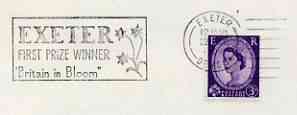 Postmark - Great Britain 1967 card bearing illustrated slogan cancellation for Britain in Bloom (Exeter), stamps on flowers
