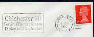 Postmark - Great Britain 1970 card bearing illustrated slogan cancellation for Chichester Festival Theatre, stamps on theatres