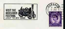 Postmark - Great Britain 1968 cover bearing illustrated slogan cancellation for Horsham Festival (showing Traction Engine), stamps on steam, stamps on 