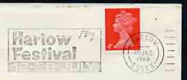 Postmark - Great Britain 1969 cover bearing illustrated slogan cancellation for Harlow Festival, stamps on music