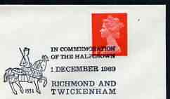 Postmark - Great Britain 1969 cover bearing illustrated slogan cancellation for Commemorating the Halfcrown (Richmond & Twickenham), stamps on coins, stamps on horses