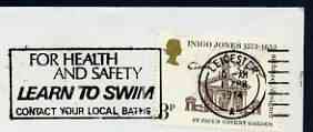 Postmark - Great Britain 1974 cover bearing illustrated slogan cancellation for Learn to Swim (Leicester), stamps on , stamps on  stamps on swimming