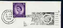 Postmark - Great Britain 1968 cover bearing illustrated slogan cancellation for Inland Waterways Boats, stamps on ships, stamps on canals