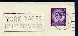 Postmark - Great Britain 1965 cover bearing illustrated slogan cancellation for York Races, stamps on sport, stamps on horses, stamps on horse racing