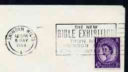 Postmark - Great Britain 1968 cover bearing illustrated slogan cancellation for the New Bible Exhibition, stamps on , stamps on  stamps on bibles, stamps on  stamps on religion