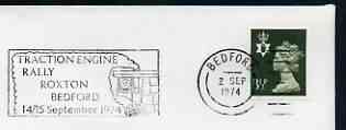 Postmark - Great Britain 1974 cover bearing illustrated slogan cancellation for Traction Engine Rally, Bedford, stamps on , stamps on  stamps on steam