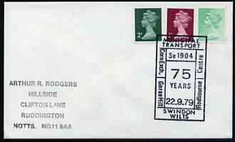 Postmark - Great Britain 1979 cover bearing illustrated cancellation for 75th Anniversary of Municipal Transport, Swindon, stamps on , stamps on  stamps on transport, stamps on  stamps on buses