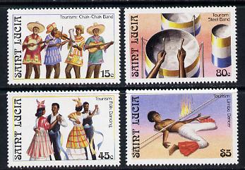 St Lucia 1986 Tourism set of 4 (SG 914-7) unmounted mint, stamps on tourism, stamps on music, stamps on dancing