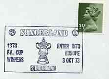 Postmark - Great Britain 1973 cover bearing illustrated cancellation for Sunderland FC - FA cup Winners & Entry into Europe, stamps on , stamps on  stamps on football, stamps on  stamps on sport