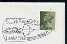 Postmark - Great Britain 1973 cover bearing illustrated cancellation for Sealink Powerboat Championships, stamps on ships, stamps on sailing