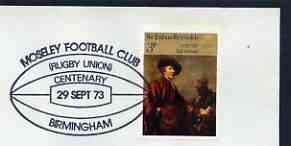 Postmark - Great Britain 1973 cover bearing illustrated cancellation for Centenary of Moseley RuGreat Britainy Union Football Club, stamps on rugby, stamps on sport