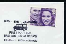 Postmark - Great Britain 1973 cover bearing illustrated cancellation for First Post Bus in Eastern Postal Region, stamps on , stamps on  stamps on buses, stamps on  stamps on postal